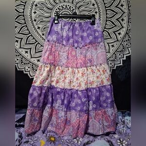 Cato Purple and Pink Tiered Kids Skirt